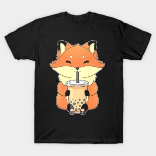 I Love Bubble Milk Tea Funny Fox Boba T-Shirt